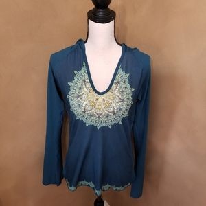 PrAna Petra L/S Hoodie in Blue Spruce - Large